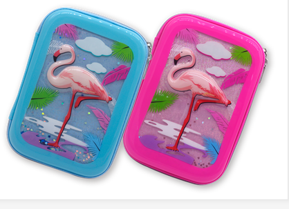 B2068 new arrival custom EVA pencil case box 3D printing Flamingo for kids